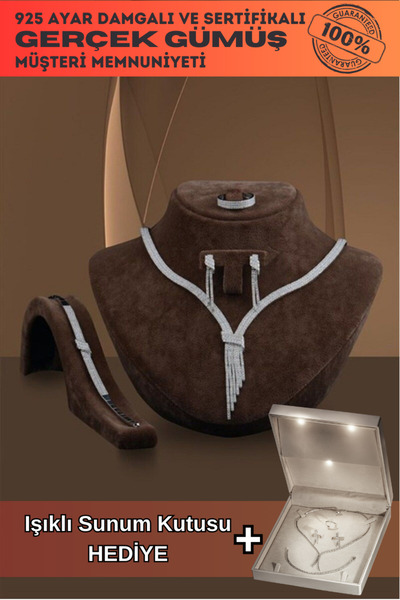 OSMANLI GÜMÜŞ Kadın Gümüş Set - Afrodit Gümüş Su Yolu Set - Kolye, Bileklik, ...