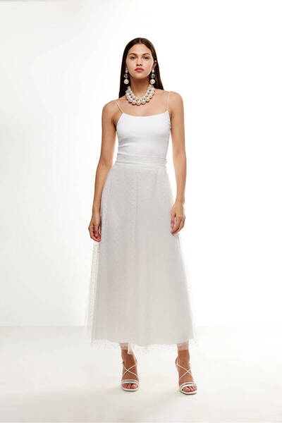 BE BLUE ECRU STAR TULLE SKIRT