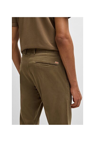 BOSS Streç Pamuklu Saten Slım-Fit Chino