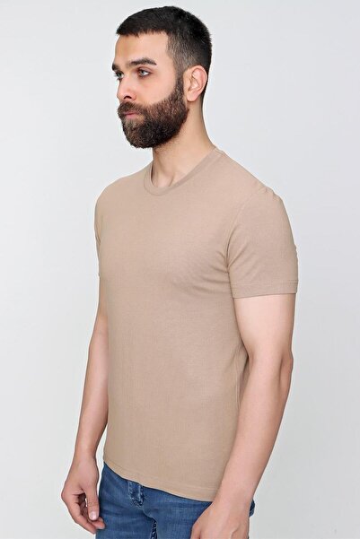 Efor Ts 823 Slim Fit Bej Spor T-shirt
