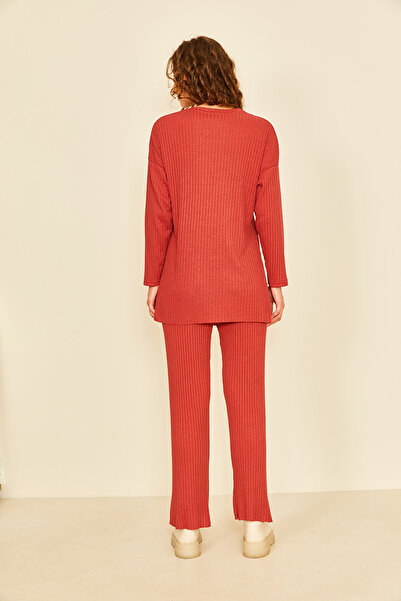 EYYE Tile Cotton Corduroy Women's Blouse Pants Two-Piece Set