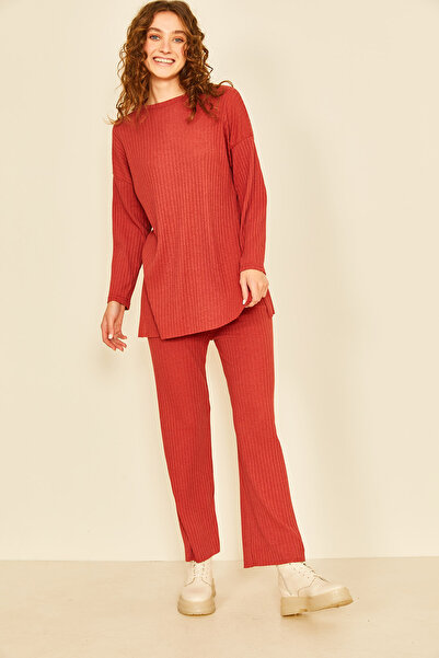 EYYE Tile Cotton Corduroy Women's Blouse Pants Two-Piece Set