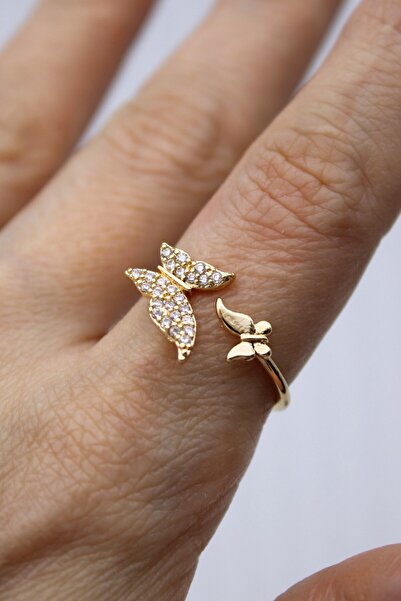 Nenya Vip Steel Minimal Model Zircon Stone Inlaid Double Butterfly Model Adju...