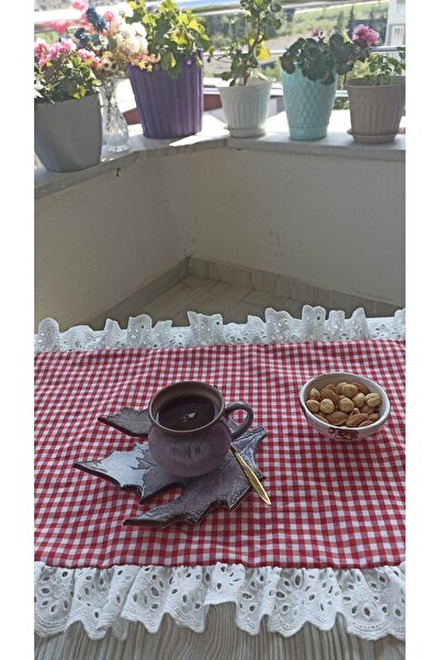 NURGİTA HOME Fırfırlı Fistolu Vintage Oval Runner 40x140 cm