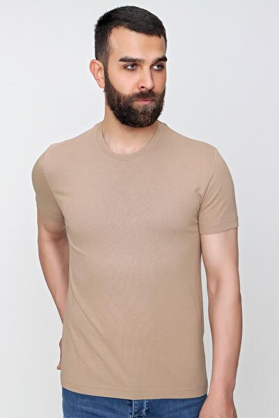 Efor Ts 823 Slim Fit Bej Spor T-shirt