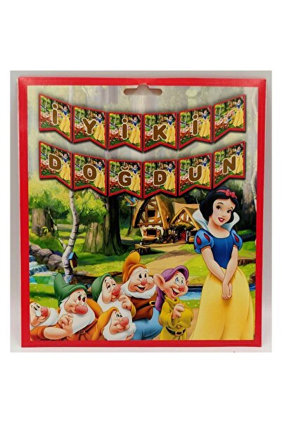 Deniz Party Store Pamuk Prenses ve yedi cüceler Kırmızı Iyi Ki doğdun Uzar Yazı