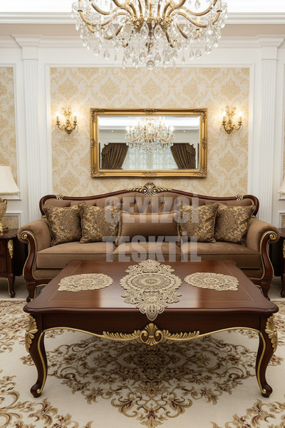 Çt Çeyizci Tekstil مجموعة غرفة المعيشة، غرفة نوم 3 قطعة مفرش طاولة القهوة، مفرش طاولة 3 قطعة مجموعة غرفة كابتشينو