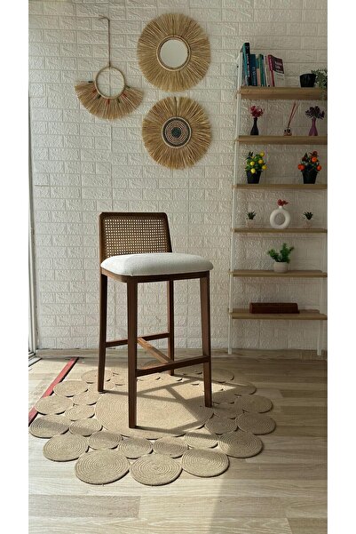 silla Concept Ross Bar Sandalyesi Teddy Krem Kumaş Hasırlı Bar Sandalyesi Cev...