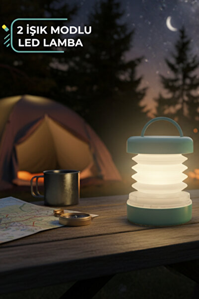 Ecuy Portatif Katlanabilir Kamp Lambası Pille Çalışan Kamp Lambası Askı Apara...