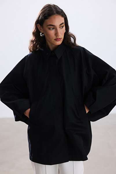 BE BLUE SİYAH PELERİN TRENÇKOT