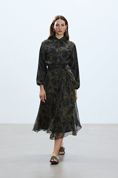 BE BLUE FLORAL DESENLİ BAĞLAMALI ELBİSE