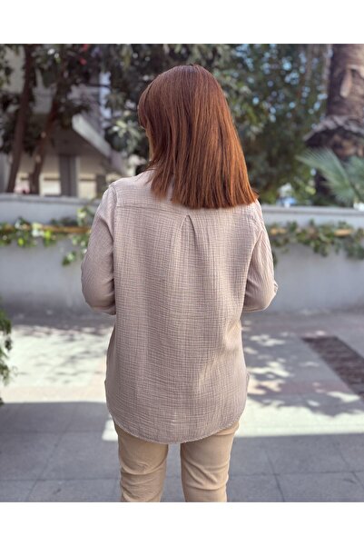 DenizEge Πουκάμισο με μοτίβο με κέντημα μπεζ