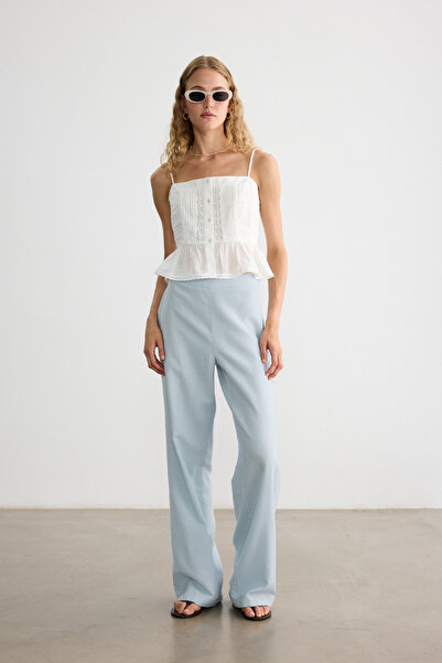 BE BLUE ΜΠΛΕ ΒΑΜΒΑΚΙ ΛΙΝΟ ΠΑΝΤΕΛΟΝΙ PALAZZO