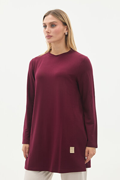 Linvey Kristal Penye Sıfır Yaka Rahat Kesim Basic Uzun Tunik