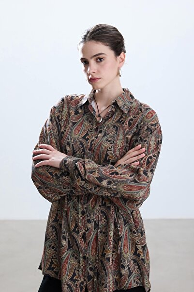 BE BLUE Vintage πουκάμισο - RETRO μοτίβο σάλι