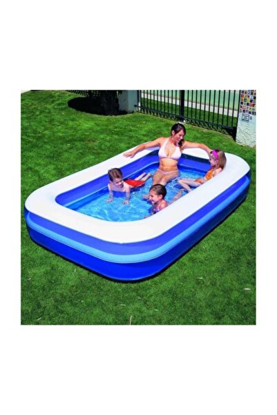 BESTWAY Pompa Hediyeli- Mega Boy Dikdörtgen Şişme Aile Havuzu (262x175x51cm)-...