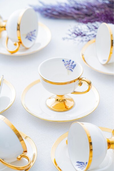 ACAR Miranda 6 Kişilik Porselen Kahve Fincan Takımı Model2 Krem 5176