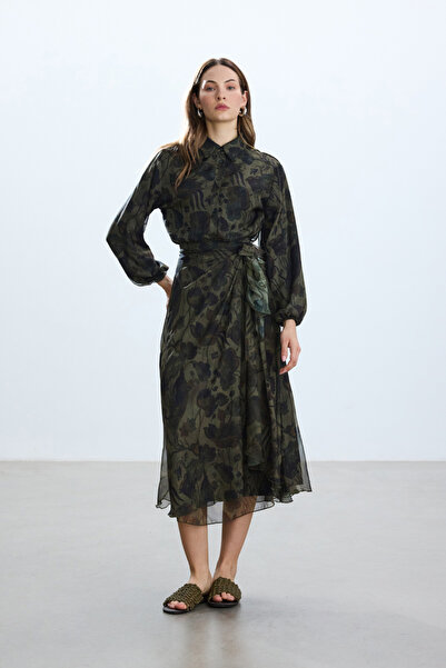 BE BLUE FLORAL DESENLİ BAĞLAMALI ELBİSE