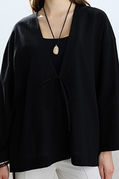 BE BLUE Black Textured Kimono