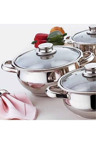 gülsan Mercan 6 Parça Tencere Seti Çelik Kapak