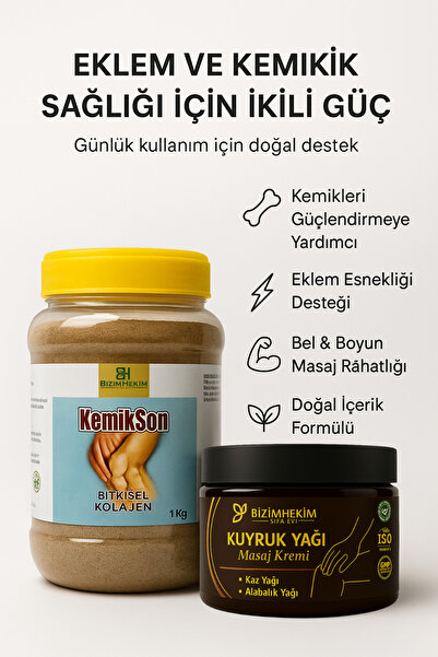 BİZİMHEKİM ŞİFA EVİ Toz bitkisel karışım 1 kg ve Kuyruk yağı masaj kremi 350 ...