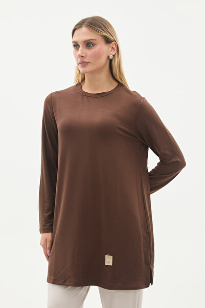 Linvey Kristal Bisiklet Yaka Armalı Uzun Tunik