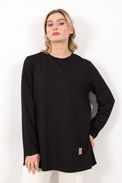 Linvey Kristal Bisiklet Yaka Armalı Uzun Tunik