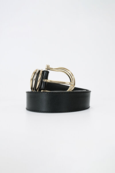 BE BLUE ЧОРНИЙ ДВОКОЛЬОРОВИЙ РЕМІНЬ З ДЕТАЛЯМИ З ШКІРИ