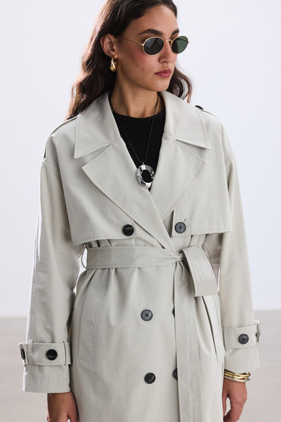 BE BLUE TAŞ ORTA BOY KUŞAKLI KLASİK TRENÇKOT