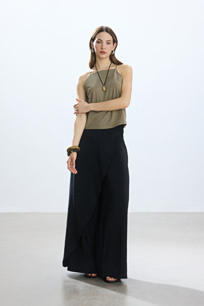 BE BLUE Black Pareo Fabric Trousers