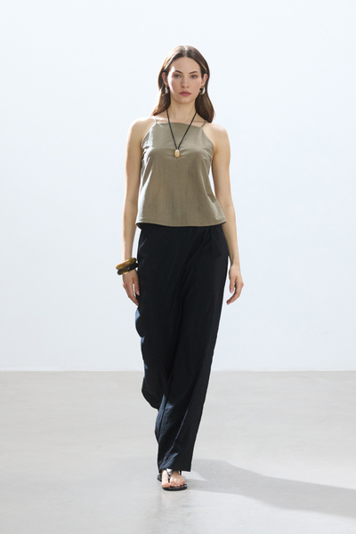BE BLUE Black Pareo Fabric Trousers