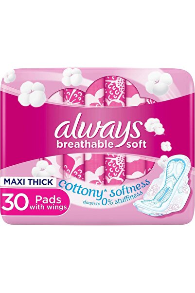 Always Always Women's Cotton Soft Large Panties with Wings 30 Count Pink