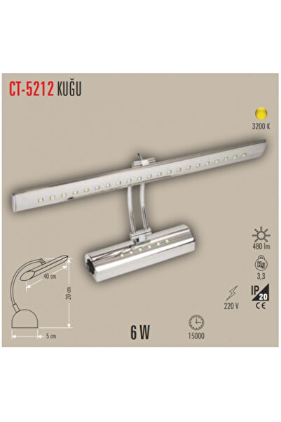 Cata Krom 6W Led Tablo Apliği 1 Kademe Gün Işığı(Sarı Işık) 3200K 220V 420 Lümen