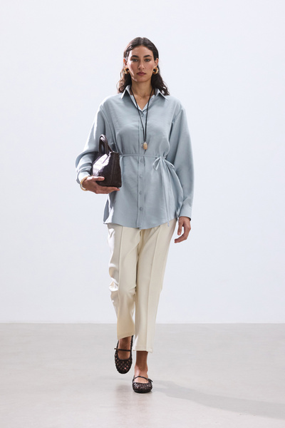 BE BLUE Dusty Blue Modal Vintage Shirt