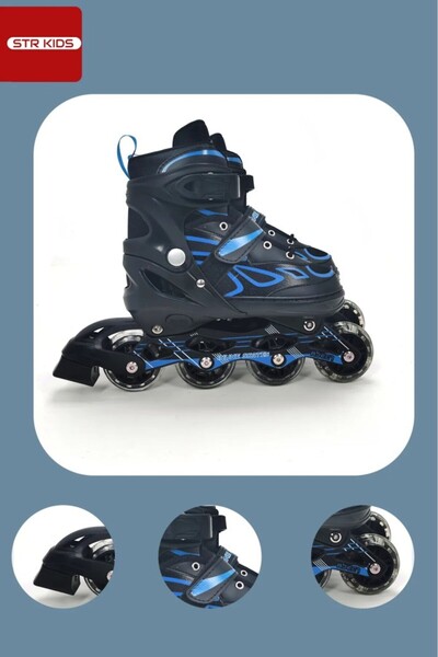 EksikSepeti Vadi Mavi Silikon Tekerli Ayarlanabilir Işıklı Paten S 31-34 HP7128