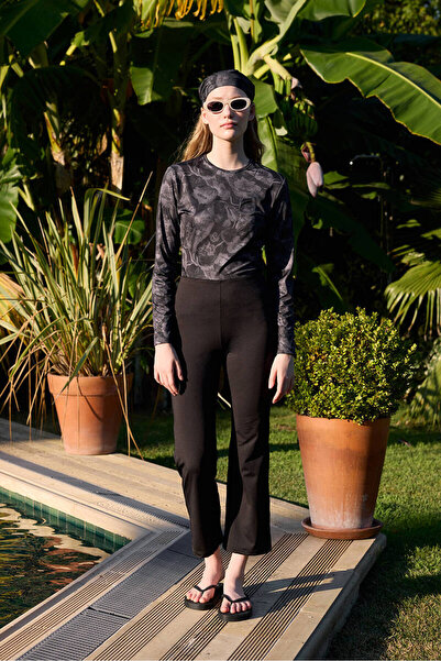 BE BLUE Anthracite Retro Patterned Hijab Swimsuit Body