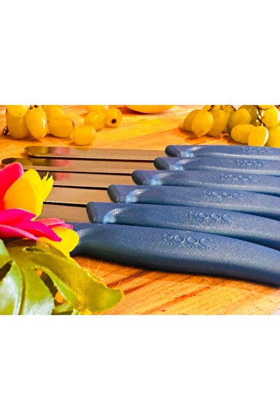 Rooc Set of 6 Ultra Sharp Serrated Blades – Blue, 22 cm 100% Guaranteed Stainless Steel