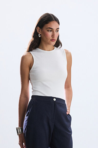 BE BLUE Ecru Fitted Top - Relaxed Fit