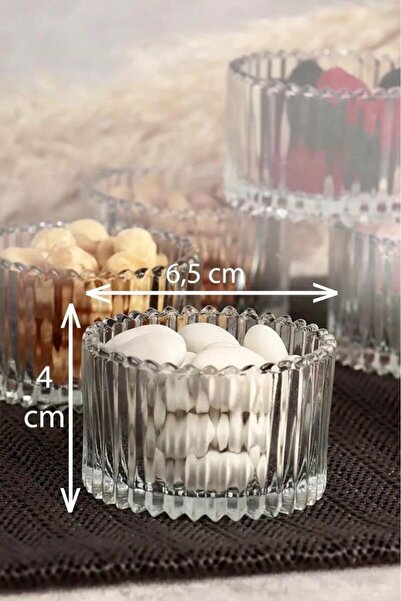 Rayan 6 Pieces Glass Snack Bowl - Transparent Tealight Candle Holder Magnolia Jam Sauce Bowl