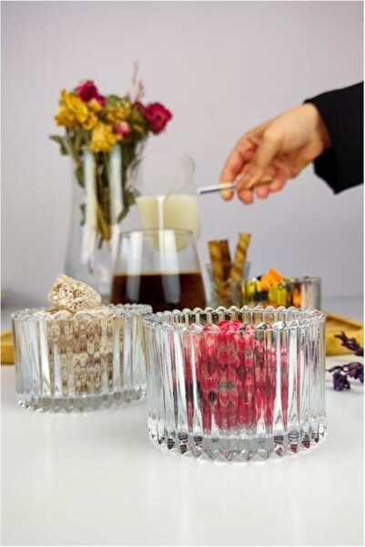 Rayan 6 Pieces Glass Snack Bowl - Transparent Tealight Candle Holder Magnolia Jam Sauce Bowl