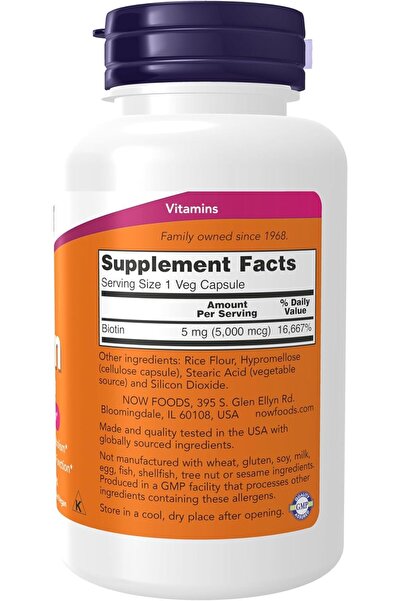 Now Foods, Biotin, 5,000 Mcg, 120 Vcaps
