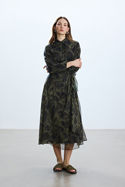 BE BLUE FLORAL DESENLİ BAĞLAMALI ELBİSE