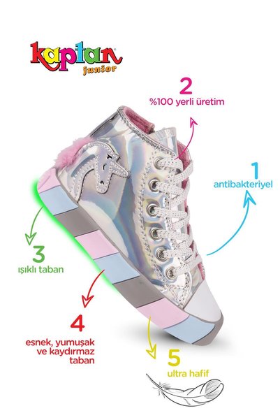 KAPTAN JUNIOR Ortopedik Işıklı Kız Sneakers Balfk 500