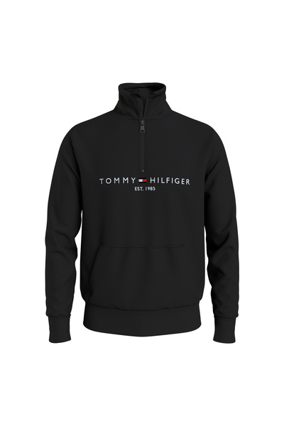 Tommy Hilfiger Erkek Göğüste Ve Kolda Kolda Marka Logolu Yarım Fermuarlı Organik Pamuklu Dik Yakalı
