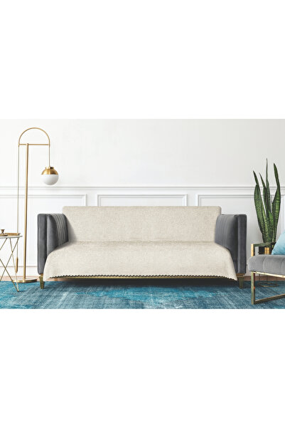 Sivalde Chenille Fabric Jacquard Sofa Cover Cream, Living Room Sofa Bed / Couch Cover, 160X210 Cm, 1 Piece