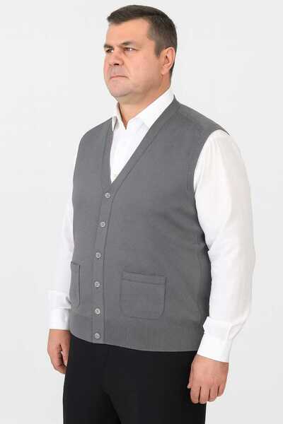 Özay Daddy Wool Vest with Pocket, Straight,Normal and Large Size Licra Origin...
