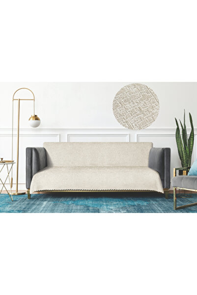 Sivalde Chenille Fabric Jacquard Sofa Cover Cream, Living Room Sofa Bed / Couch Cover, 160X210 Cm, 1 Piece