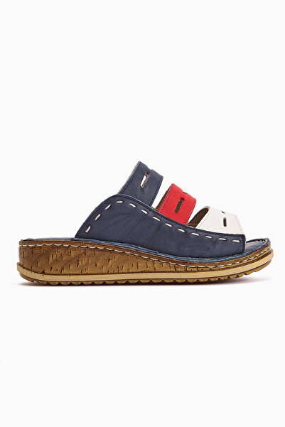 Jilberto Справжня шкіра Joelle Синьо-червоно-білі Комфортні лазерні жіночі капці