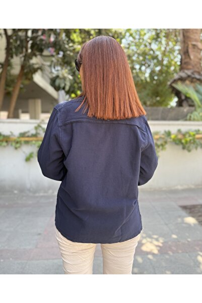 DenizEge Тъмносиньо сако с дантелена подплата и цип