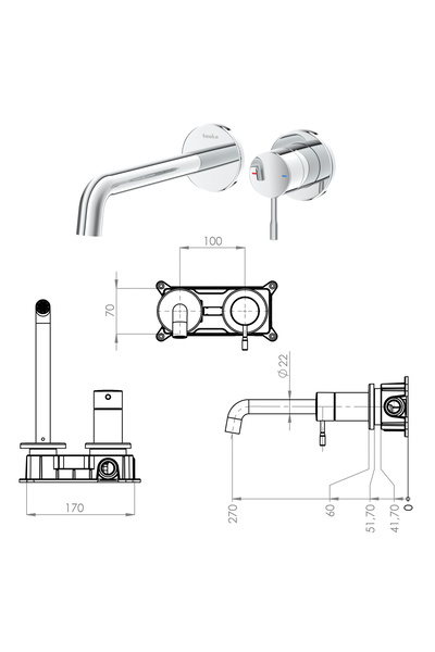 Boheme Teska Atlas Black Built-In Sink Faucet